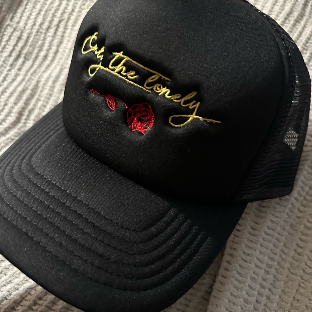NEW ✨ Only The Lonely Broken Hearts Club Black Embroidered Trucker Hat